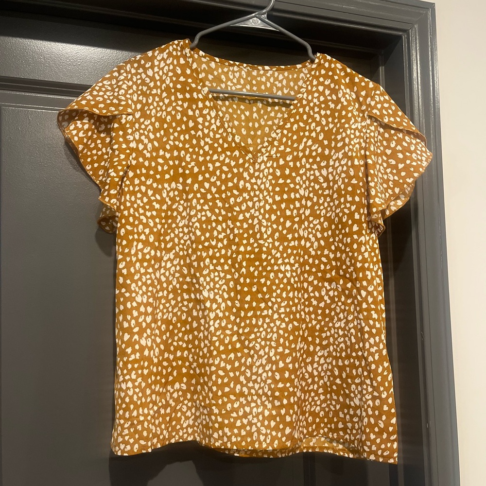 Women's Brown Patterned Top